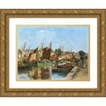 thumbnail image 1 of Emile Louis Vernier 18x14 Gold Ornate Wood Frame and Double Matted Museum Art Print Titled - Port Boats, 1 of 4