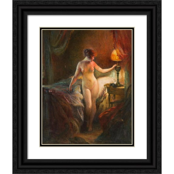 Emile Tabary 20x24 Black Ornate Framed Double Matted Museum Art Print Titled: In the Boudoir