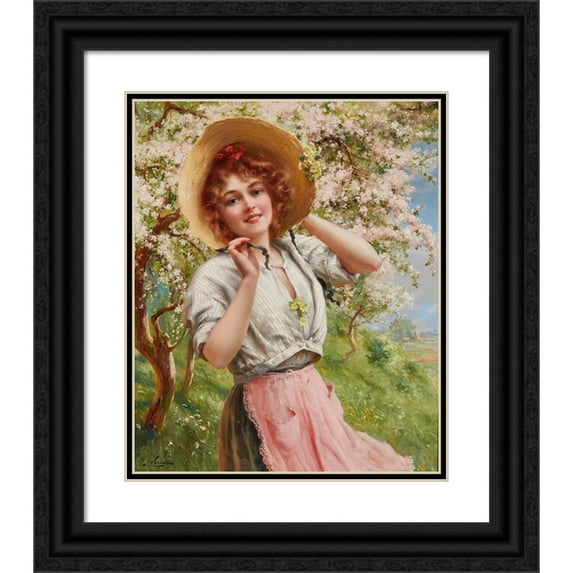 Emile Vernon 15x18 Black Ornate Wood Framed Double Matted Museum Art Print Titled - Springtime