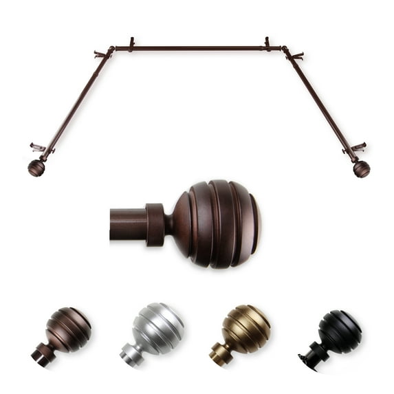 Emilia 13/16" Bay Window curtain rod 20"-36", 38"-72" - Cocoa