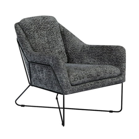 Emilia Lounge Chair in Boucle Charcoal Blue Fabric with Toughened Iron Frame