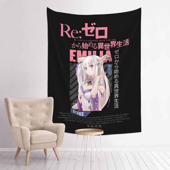 Emilia Re Zero Anime Tapestry Indian Wall Hanging Tapestries Room Decor For Bedroom Living Room Dorm