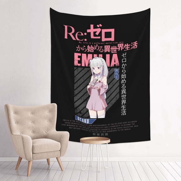 Emilia Re Zero Anime Tapestry Indian Wall Hanging Tapestries Room Decor For Bedroom Living Room Dorm