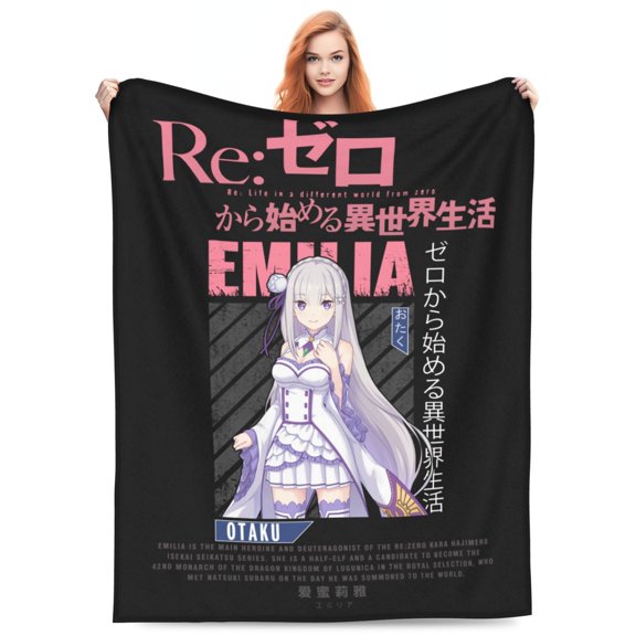 Emilia Re Zero Fleece Blanket Throw Soft Cozy Plush Blanket For Couch Sofa Bed