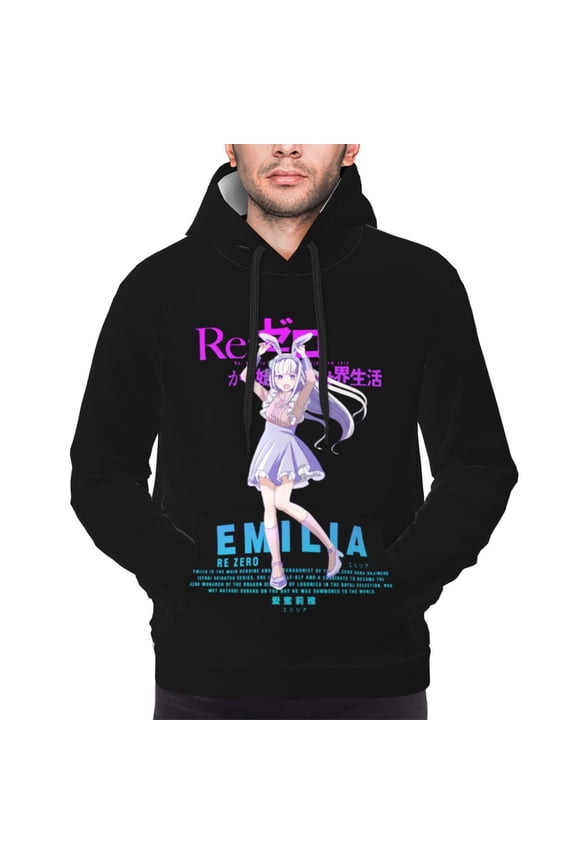 Emilia Re Zero Hoodies For Men Hoodie Pullover Long Sleeve Hooded Sweatshirt With Pockets