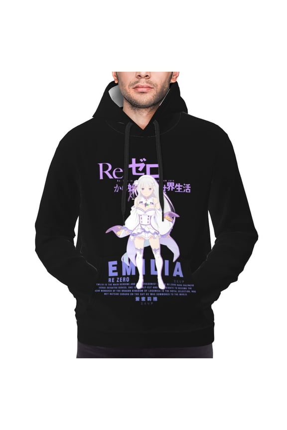Emilia Re Zero Hoodies For Men Hoodie Pullover Long Sleeve Hooded Sweatshirt With Pockets