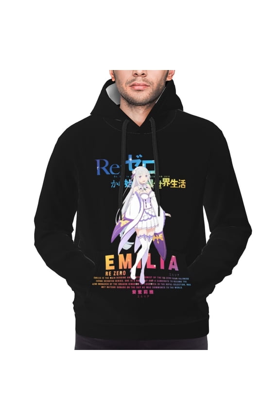 Emilia Re Zero Hoodies For Men Hoodie Pullover Long Sleeve Hooded Sweatshirt With Pockets