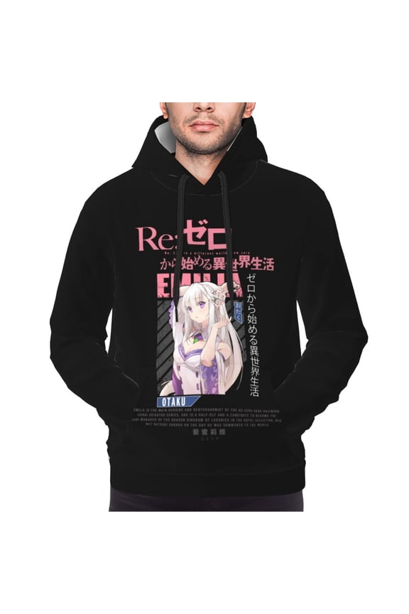Emilia Re Zero Hoodies For Men Hoodie Pullover Long Sleeve Hooded Sweatshirt With Pockets