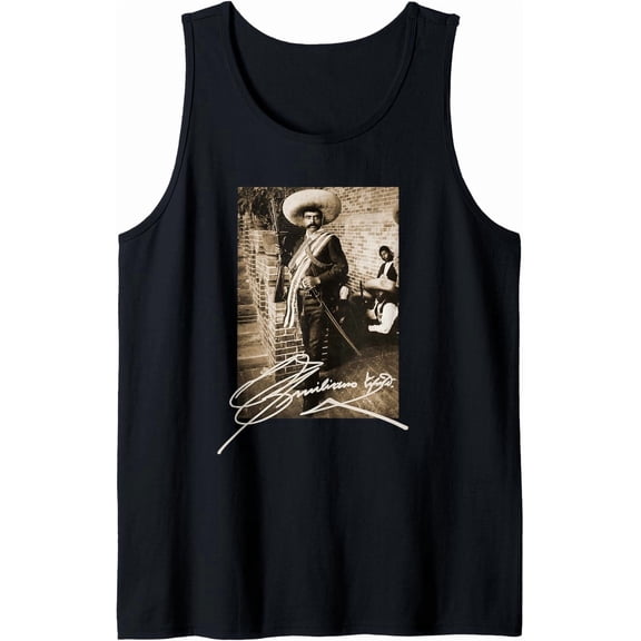 Emiliano Zapata Tee Mexican Revolutionary Photo Signature Tank Top Size S-3XL