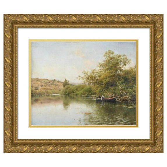 Emilio Sánchez-Perrier 24x20 Gold Ornate Framed and Double Matted Museum Art Print Titled - The River, Surrounded by Santipunci