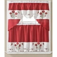 thumbnail image 1 of Emily 3 Piece Embroidered Kitchen Curtain Set, Burgundy, Swag 60x36, Tiers 30x36 Inches, 1 of 1