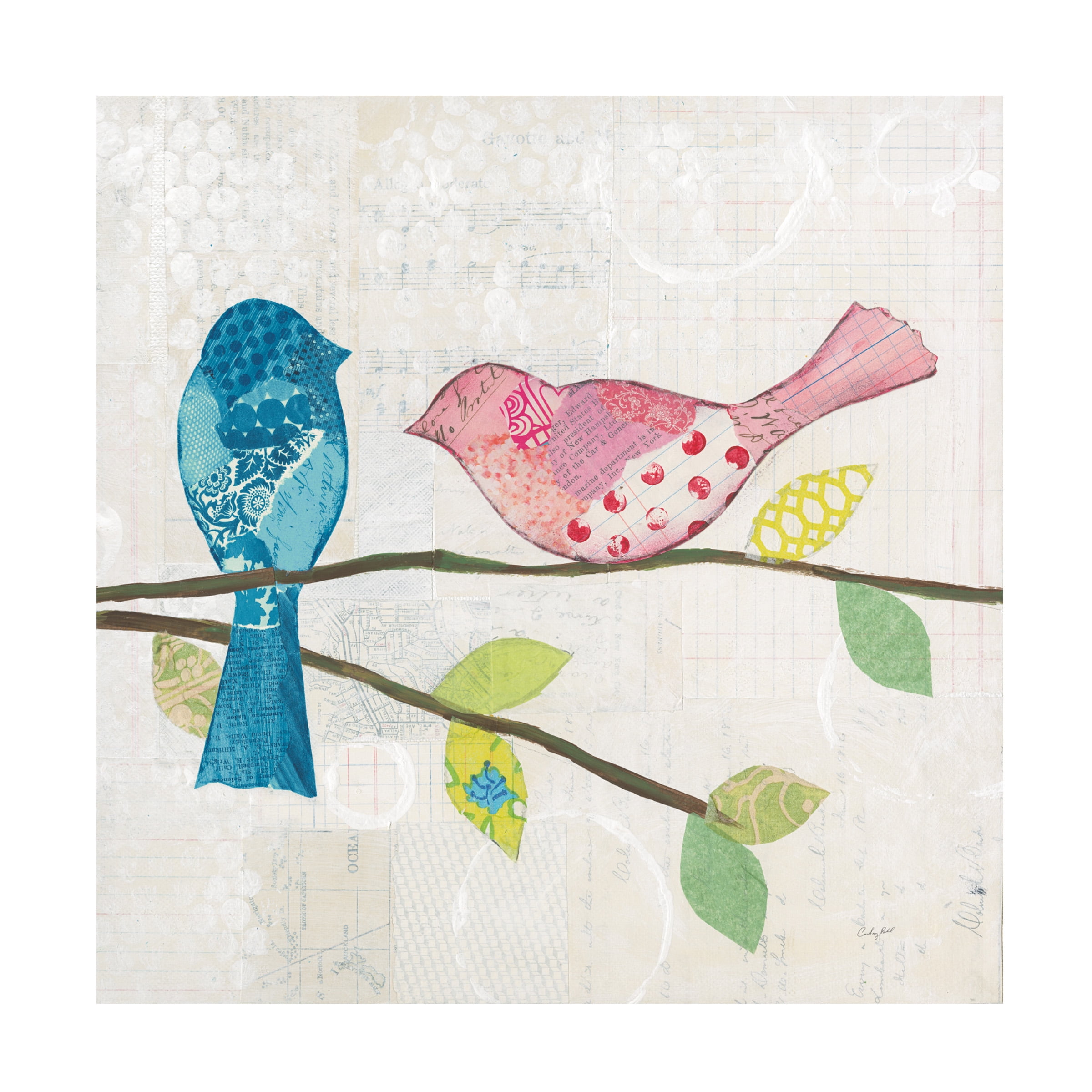 Emily Adams Blue and Pink Bird Quote Canvas Art, 14 x 14