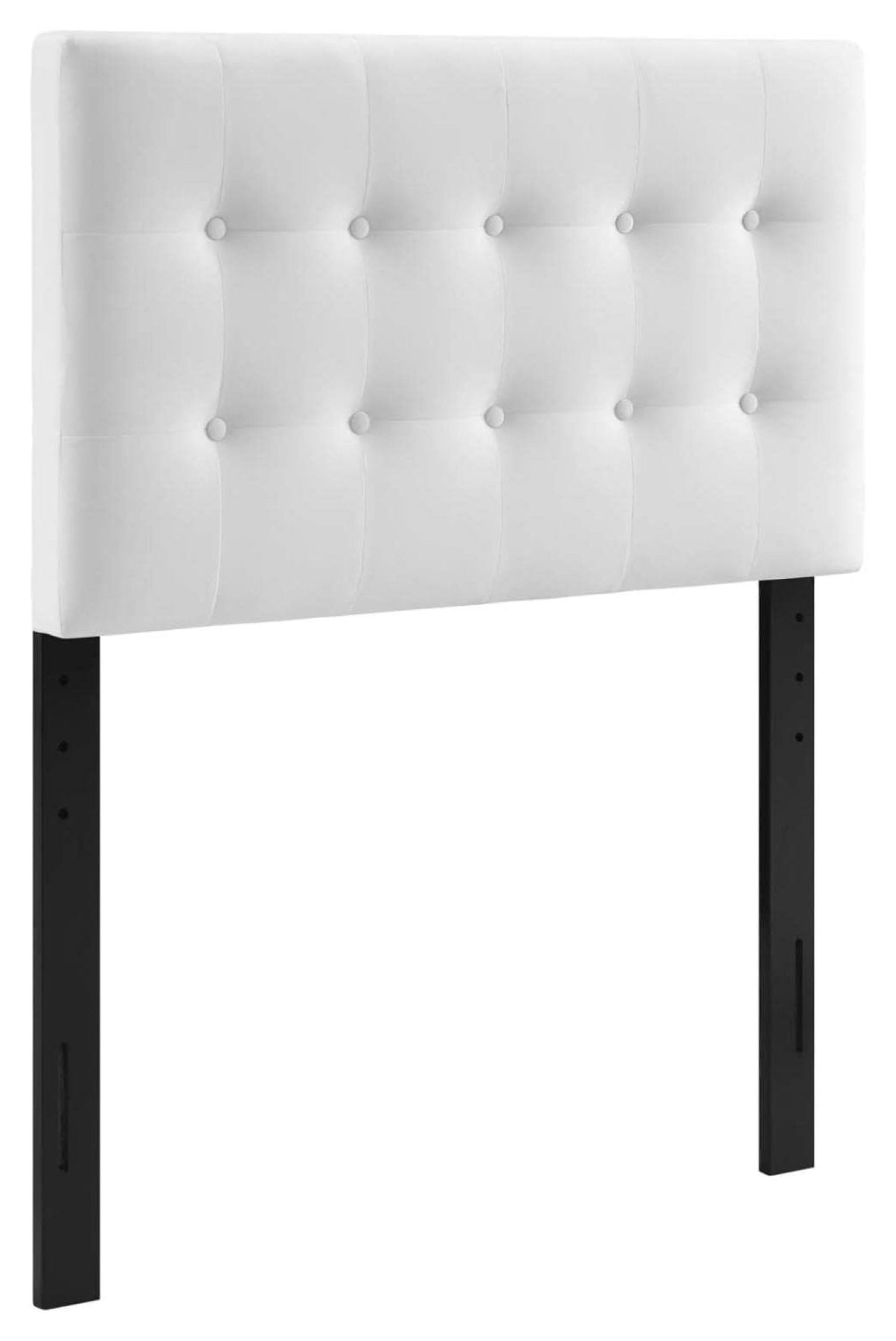 White Tufted Faux Leather Upholstered Twin Headboard
