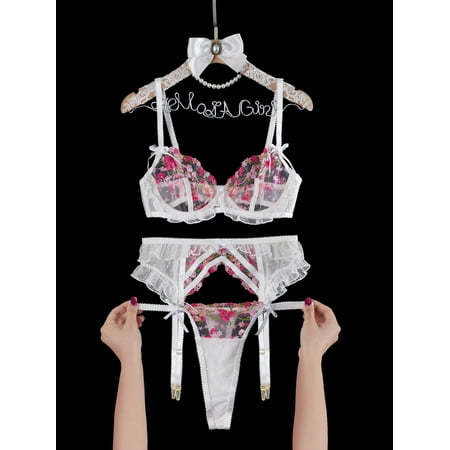 Emily Blossom Kiss Lingerie Set (WHITE, M+)