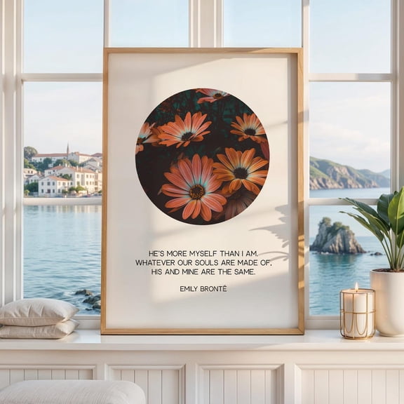 Emily Bronte Quote Romantic Typography Wall Art Print Wuthering Heights Love Decor
