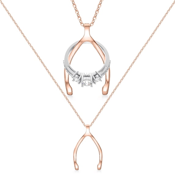 Emily C Original Patented Ring Holder Necklace - Stainless Steel - Women & Men Wedding /Engagement Ring Necklace Holder - Gift for Her - Mother, Mom, Wife, Nurse, Doctor (Wishbone)