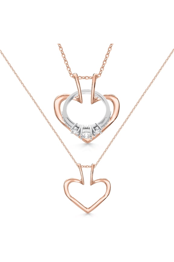 Original Patented s925 Rose Gold Ring Holder Necklace,Sterling Silver Necklace Ring Holder,Women & Men Wedding Ring Holder Necklace, Sterling Silver, Cubic Zirconia