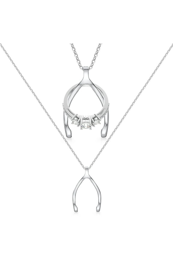 Ring Holder Necklace - Stainless Steel Ring Keeper Necklaces - Women & Men Wedding Ring Holder Necklace - Cute Necklace Jewelry for Women, Wife, Nurse, Doctor - Wishbone Ring Necklace Holder