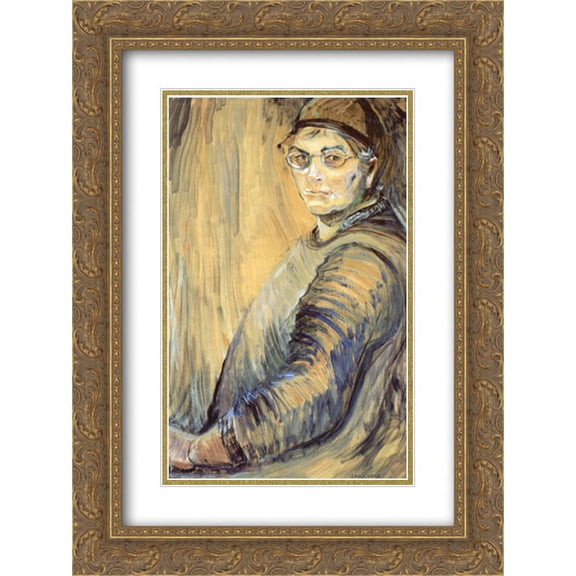 Emily Carr 2x Matted 20x24 Gold Ornate Framed Art Print 'Self-Portrait'
