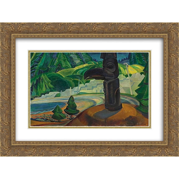 Emily Carr 2x Matted 24x18 Gold Ornate Framed Art Print 'Skidegate'