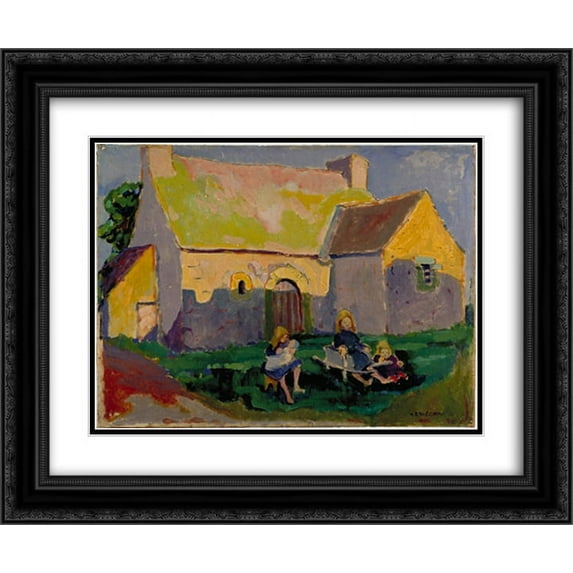 Emily Carr 2x Matted 24x20 Black Ornate Framed Art Print 'Breton church'