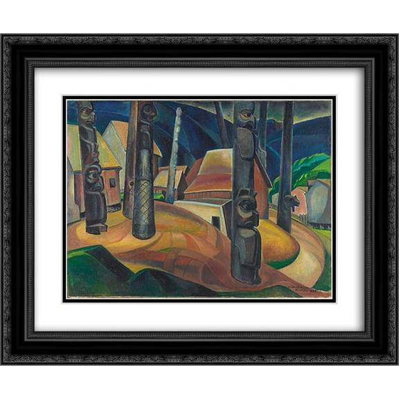 Emily Carr 2x Matted 24x20 Black Ornate Framed Art Print 'Kispiax Village'
