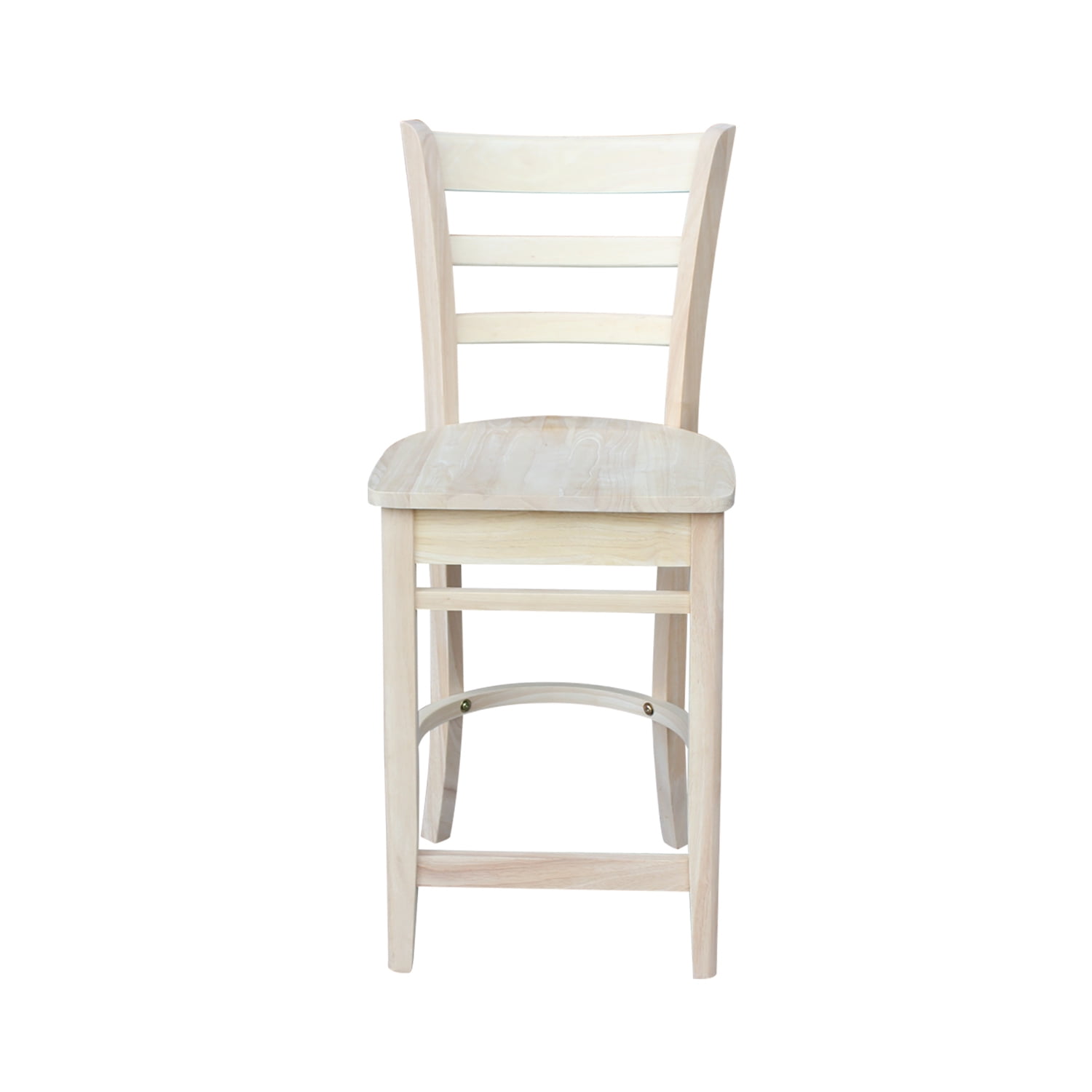 Emily Solid Parawood Counter Height Stool, 24" Seat, Unfinished
