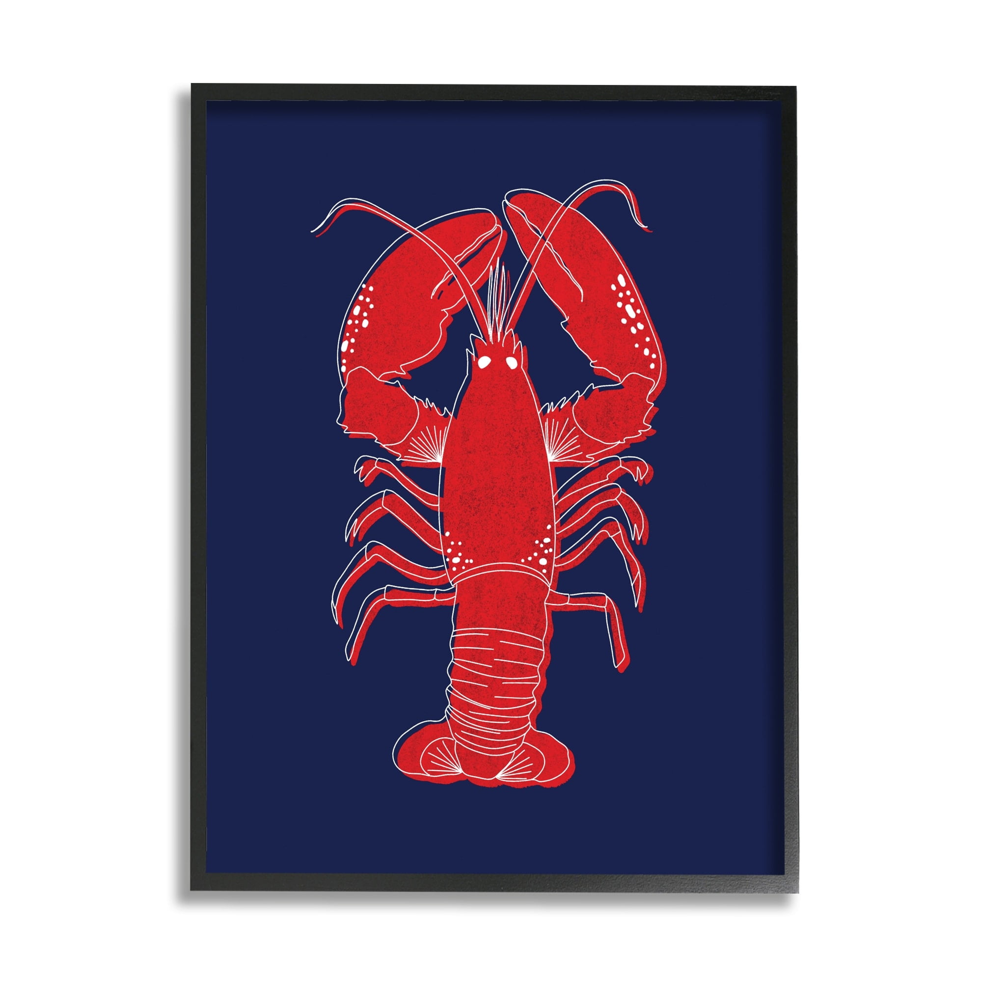 Emily Cromwell Juicy Lobster Seafood White Outline Crustacean 16 in x 20 in Framed Painting Art Print, by Stupell Home Décor