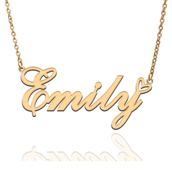 Emily Custom Name Necklace Customized Personalized Plated Name Necklace for Mother Daughter Friendship Women Valentine's Day Christmas Birthday New Year Gold