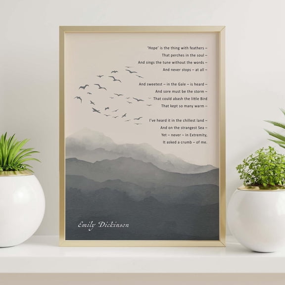 Emily Dickinson Hope Quote Wall Art Print, Unframed Paper Poster 8x10in
