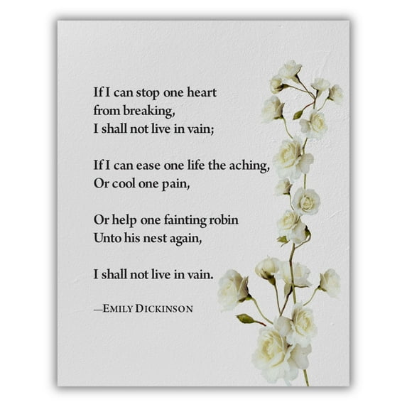 Emily Dickinson Poetry poster  Inspirational Home Decor | Motivational Quote Poster for Living Room, Office, or Gift | Minimalist Design with Floral Accent. Great Poetry Gift!
