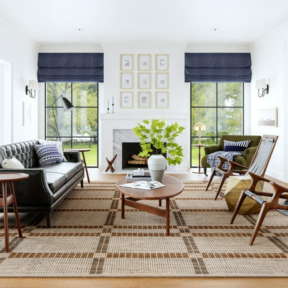 Annie Plaid Wool and Cotton Area Rug, 9' 6" x 13' 6", Annie Ivory
