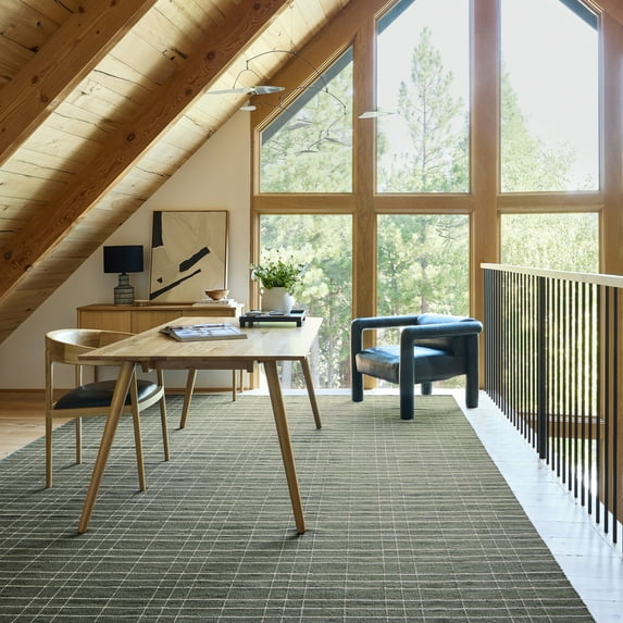 Charlie Plaid Wool Area Rug, 6' x 9', Charlie Green
