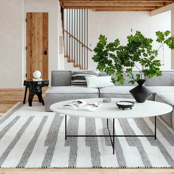 Rugs USA Hyperion Tasseled Cotton and Wool Area Rug, 8' 6" x 11' 6", Hyperion Ivory