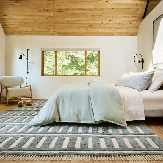 Rugs USA Merrick Tasseled Cotton and Wool Area Rug, 7' 6" x 9' 6", Merrick Teal