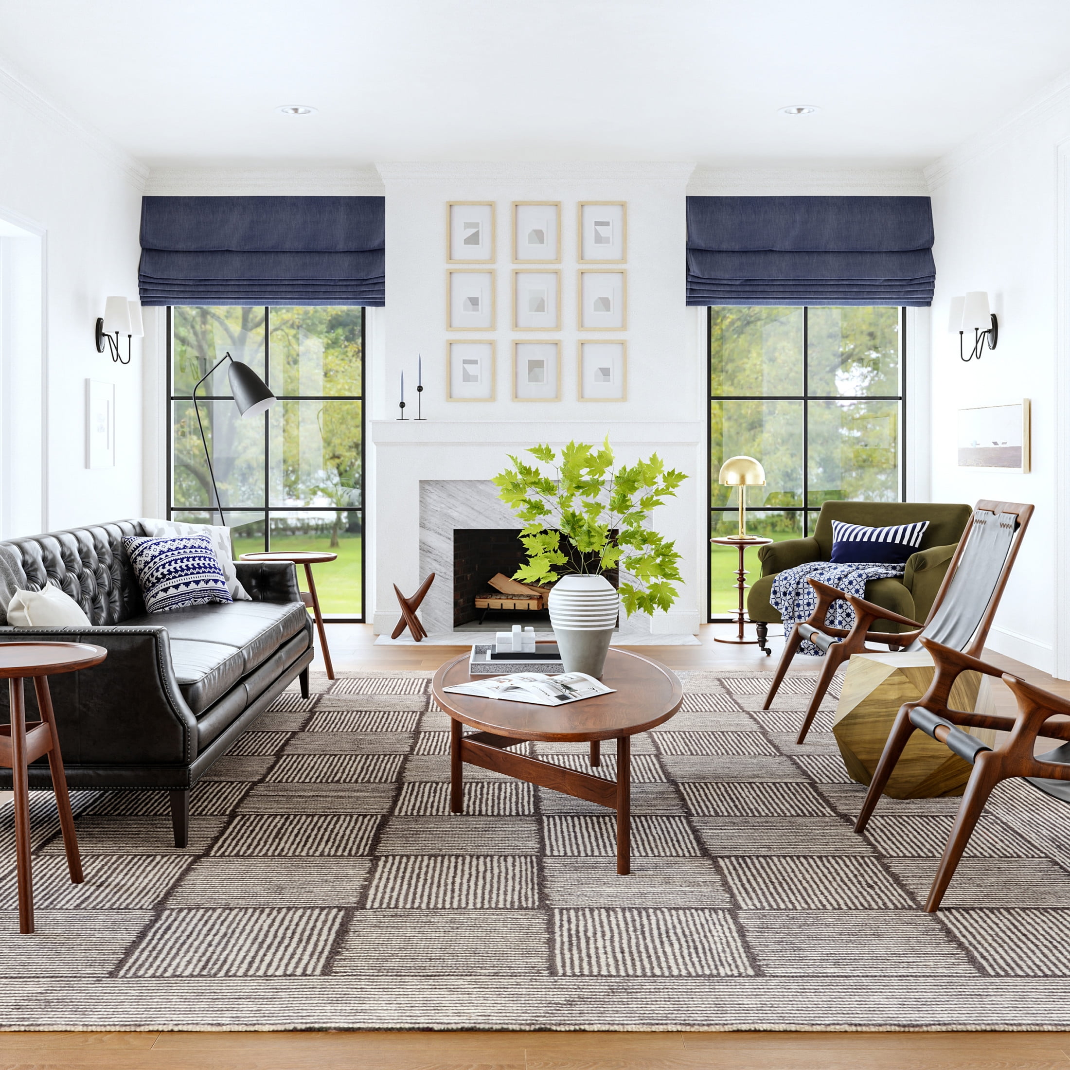 Handmade Dark Brown Geometric Wool Area Rug, 9' x 12'