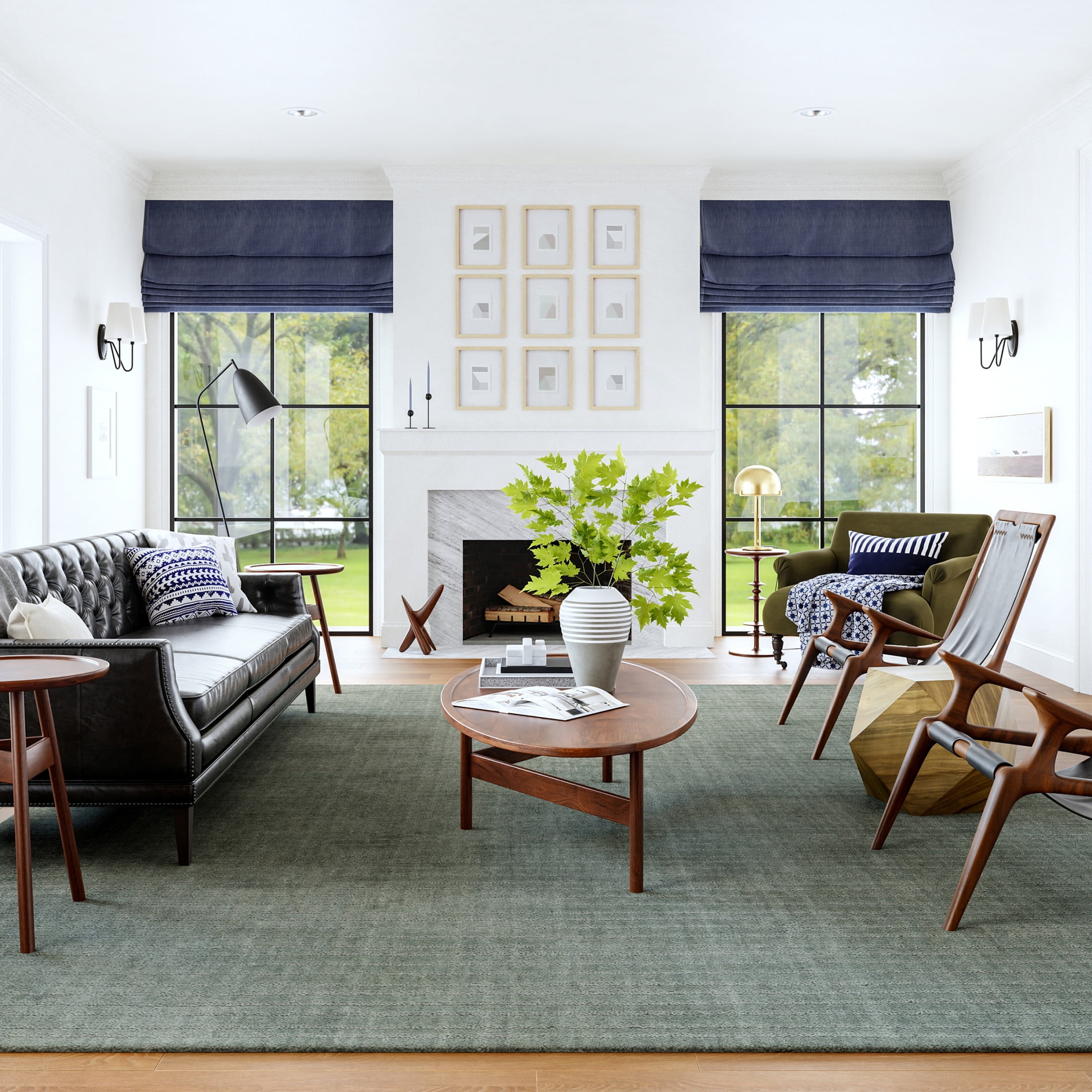 Handmade Green Wool Tufted Area Rug, 3' x 5'