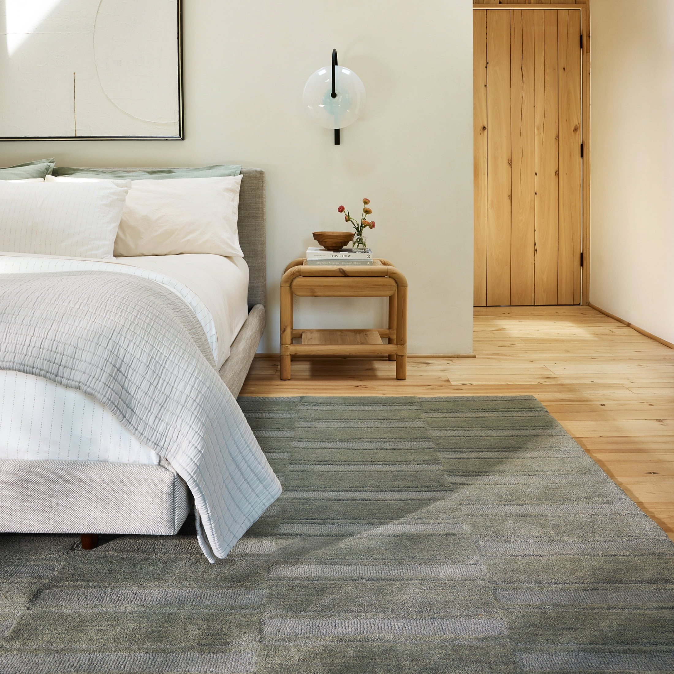 Handmade Gray Wool Stripe Runner Rug, 2'6" x 8'