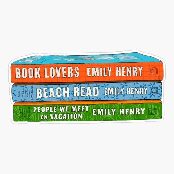 Emily Henry Book Stack Romance Reading Art Sticker