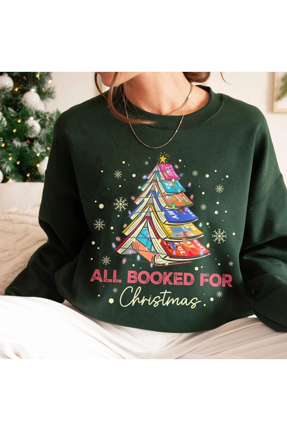 Emily Henry Book Tree Sweatshirt, All Booked For Sweater, Beach Read Happy Place Bookmas, Book Lovers