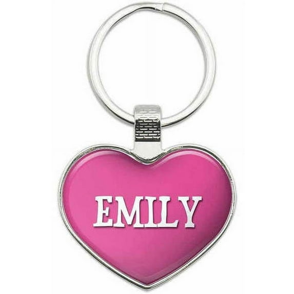Emily - I Love Name Metal Heart Keychain Key Chain Ring, Multiple Colors Available
