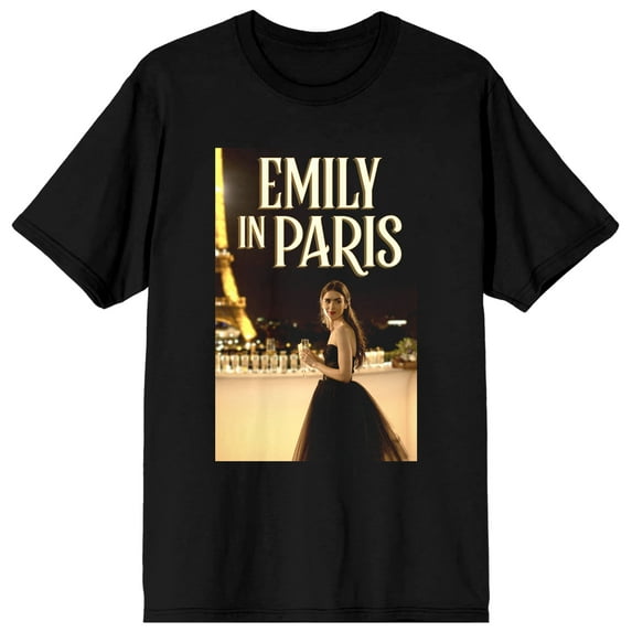 Emily In Paris Eiffel Tower Crew Neck Short Sleeve Women's Black T-shirt-4XLB