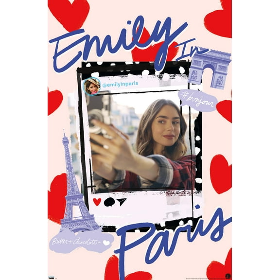 Emily In Paris - Hearts Wall Poster, 14.725" x 22.375"