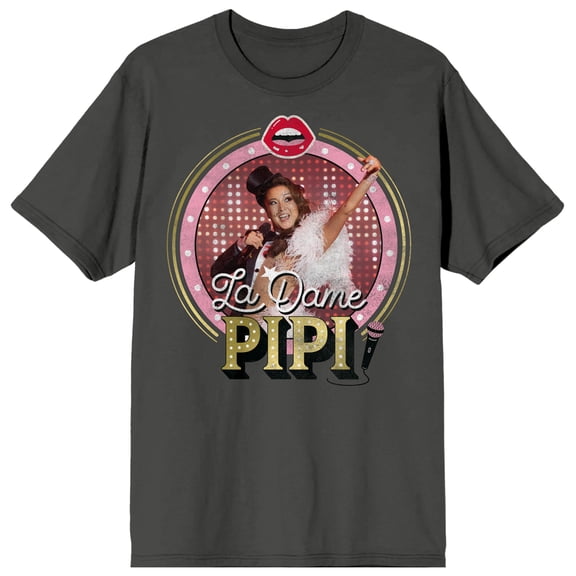 Emily In Paris La Dame Pipi Crew Neck Short Sleeve Charcoal Women's T-shirt-XL