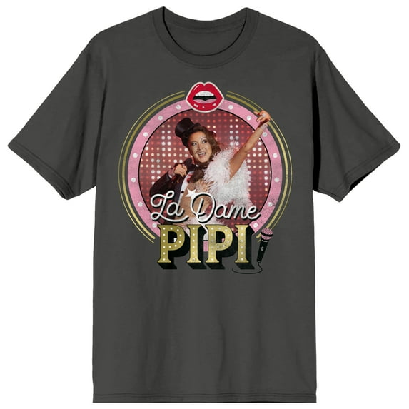 Emily In Paris La Dame Pipi Crew Neck Short Sleeve Charcoal Women's T-shirt-XL