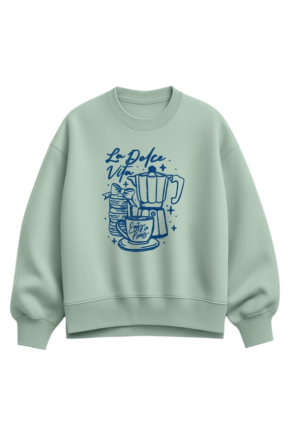 - La Dolce Vita - Ladies Oversized Fleece Crew Sweatshirt