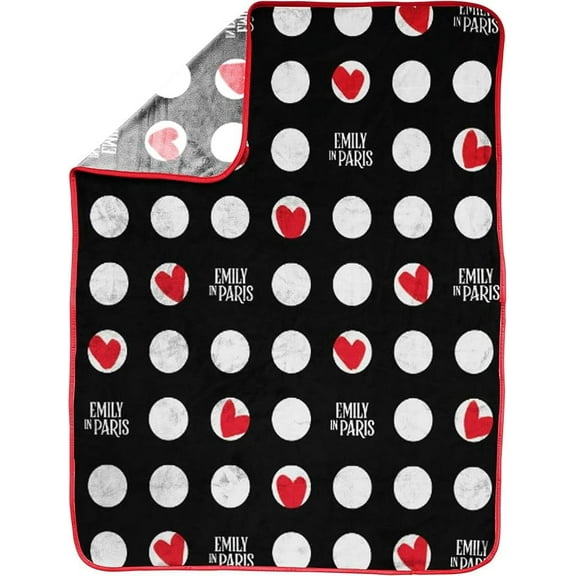 Emily In Paris Polka Dot Hearts Silk Throw Blanket, 40x50