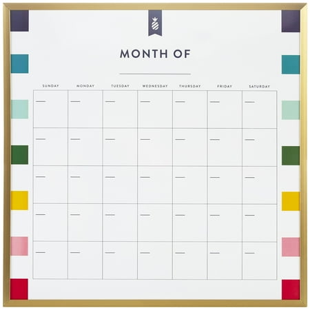 Emily Ley for Quartet Magnetic Dry-Erase Calendar Board, 14" x 14" (Q051414A17-WMT-R)
