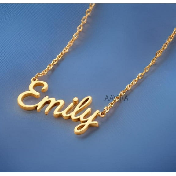 Emily Name Pendant Necklace for Women, 14K Gold Plated Personalized Custom Name Jewelry, Dainty Mothers Day Gift