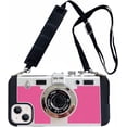 thumbnail image 1 of Emily in Paris Phone Case for iPhone 14 Pro Max Case 3D Vintage Camera Design Soft Silicone iPhone Case with Lanyard Long Removable Shockproof Protective Case Cover for Girls Women, Rose Red, 1 of 13